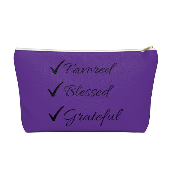 Favored Blessed Grateful Purple Accessory Pouch w T-bottom