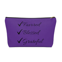 Favored Blessed Grateful Purple Accessory Pouch w T-bottom