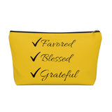 Favored Blessed Grateful Yellow Accessory Pouch w T-bottom