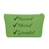 Favored Blessed Grateful Green Accessory Pouch w T-bottom