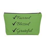 Favored Blessed Grateful Green Accessory Pouch w T-bottom