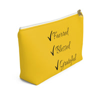 Favored Blessed Grateful Yellow Accessory Pouch w T-bottom