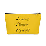 Favored Blessed Grateful Yellow Accessory Pouch w T-bottom