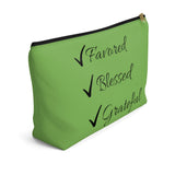 Favored Blessed Grateful Green Accessory Pouch w T-bottom