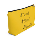 Favored Blessed Grateful Yellow Accessory Pouch w T-bottom